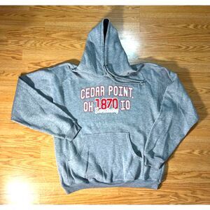 Cedar Point XL - adult hoodie sweatshirt - heather gray/red/white